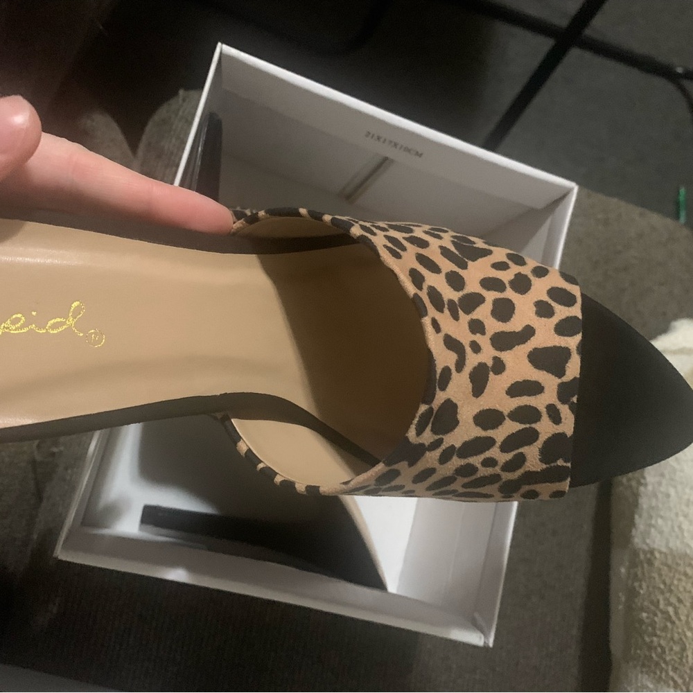 ⭐️Qupid Leopard Pointed Open Toe Heels 7 NIB - Picture 2 of 4